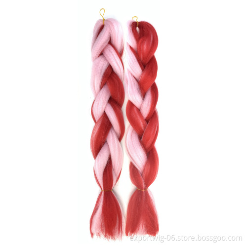 Jumbo Braiding hair Long Synthetic yaki Colorful ombre Braids Hair Crochet Braid Hair Extensions Red Yellow Blue Mix Color